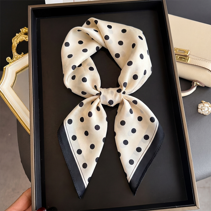 Vintage Fashion Hijab - Vintage Polka Dot Print Square Scarf