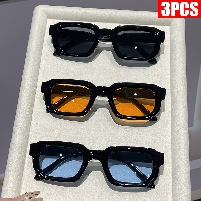 Vintage Fashion Glasses - 2/3PCS Vintage Rectangle Frame Sunglasses for