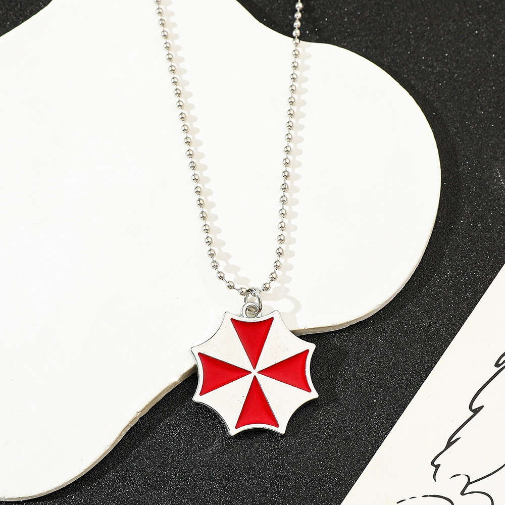 Vintage Fashion Theme - Vintage Fashion Red Umbrella Pendant Necklace