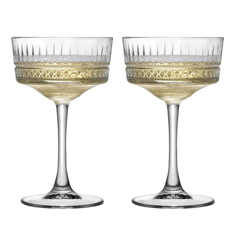 Vintage Fashion Eu - 2 Pcs Carved Martini Glasses Cocktail