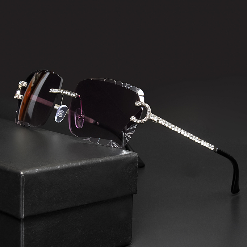 Vintage Fashion Glasses - Fashion Rimless Square Sunglasses Vintage Diamond