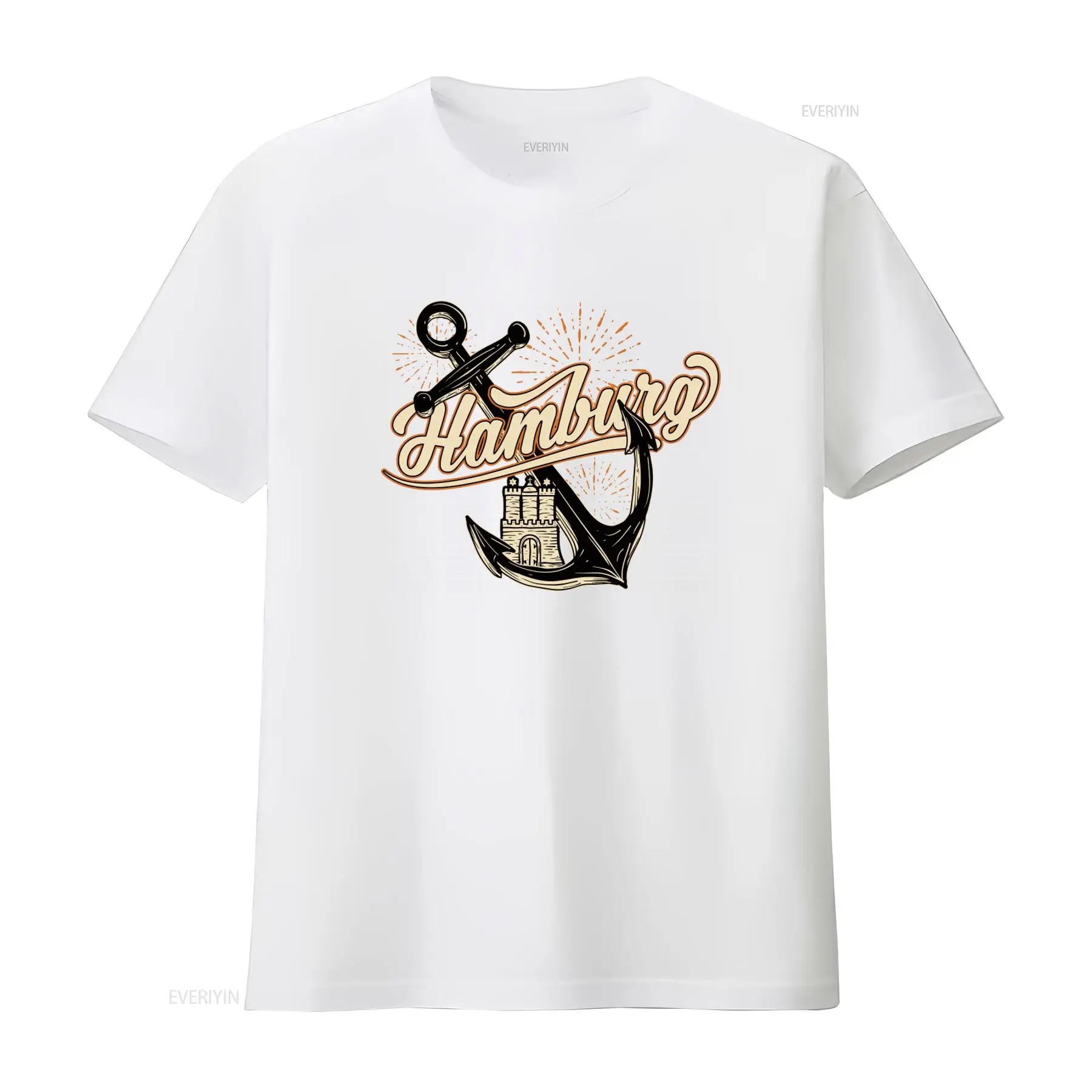Mens Hamburg Anchor Print T Sh - Vintage Fashion Hamburg 评论和价格