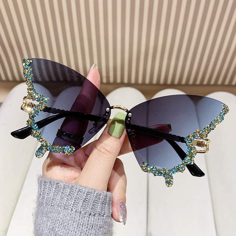 Y2K Luxury Diamond Butterfly S - Vintage Fashion Glasses 评论和价格