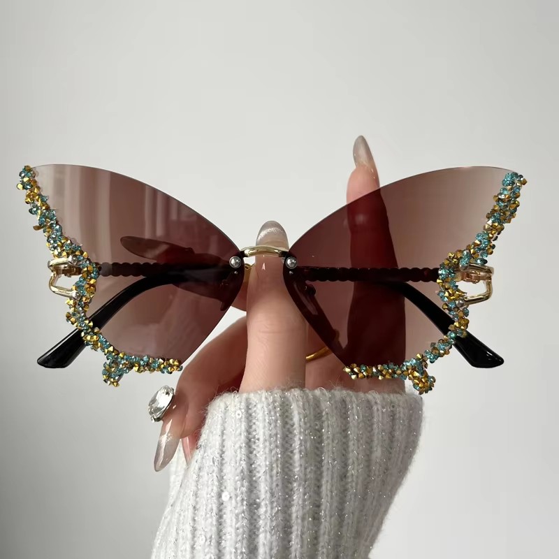 Y2K Luxury Diamond Butterfly S - Vintage Fashion Glasses 评论和价格