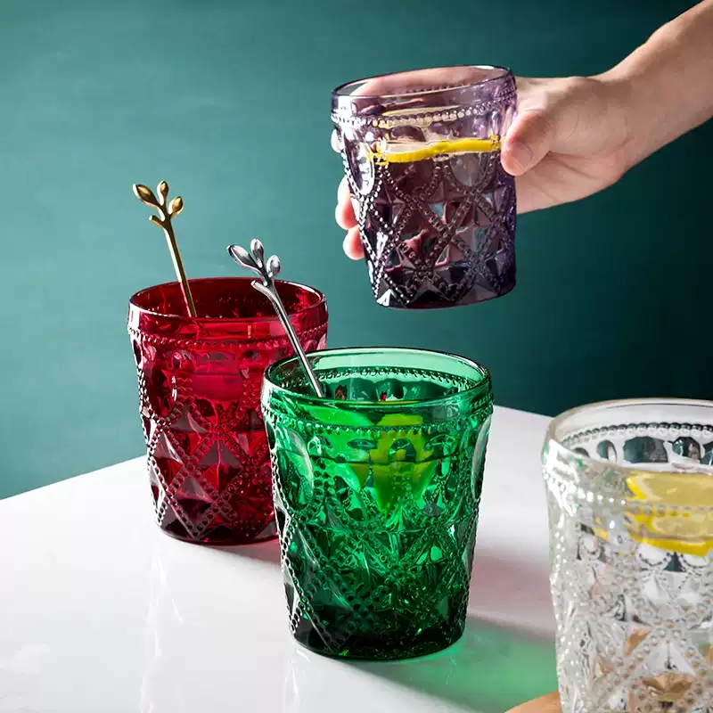 300ml Vintage Embossed Glass T - Vintage Fashion Eu 评论和价格