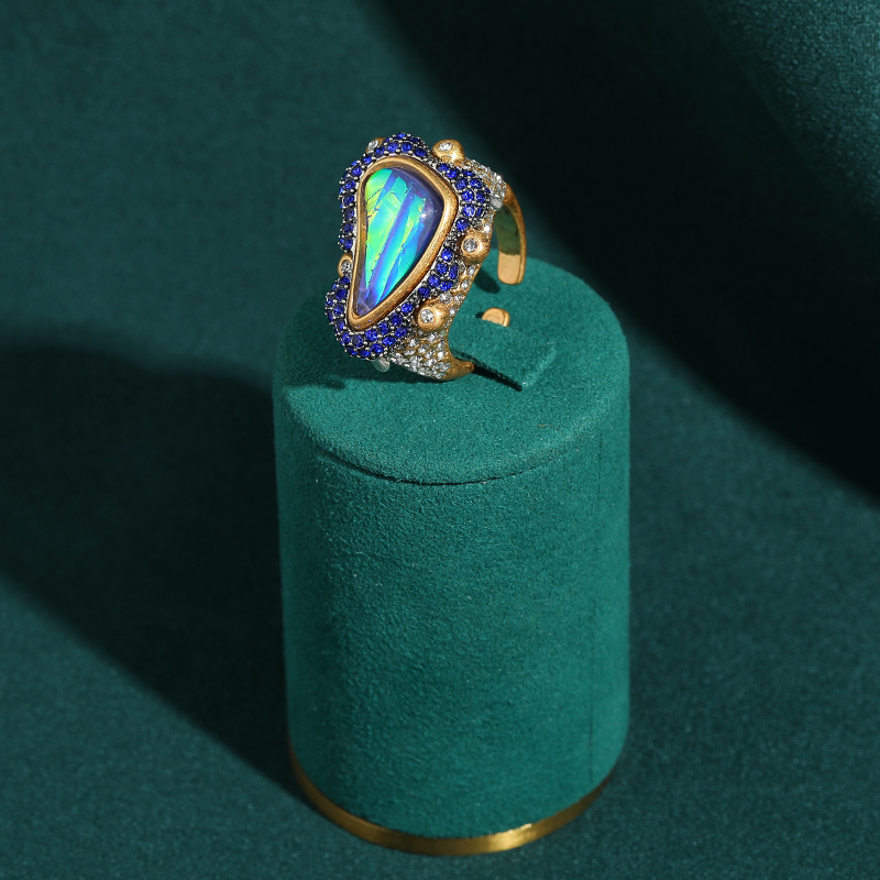 Vintage Opal Ring Natural Ston - Vintage Fashion Trends 2025 评论和价格
